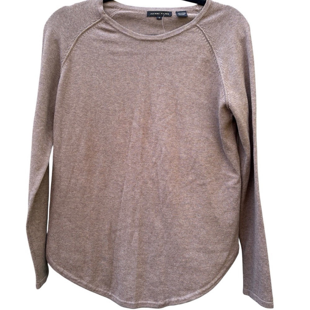 Jeanne Pierre NEW Womens Small Sweater Brown Cotton Lagenlook Neutral Minimalist